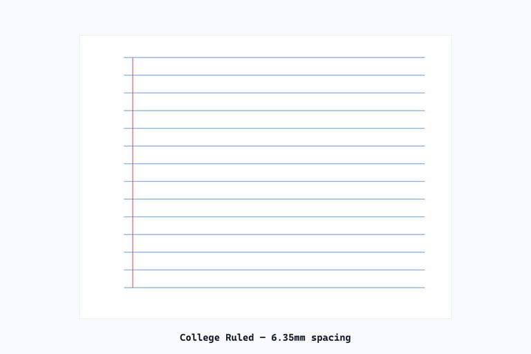 Free college ruled lined paper with 6.35mm blue lines on white background, US Letter size